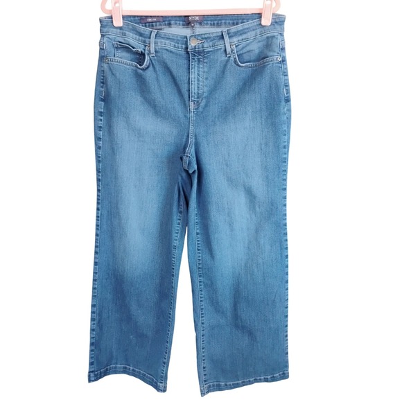 NYDJ Wide Leg Jeans Size 14‎ Blue Wash Lift Tuck Technology High Rise - Picture 2 of 9